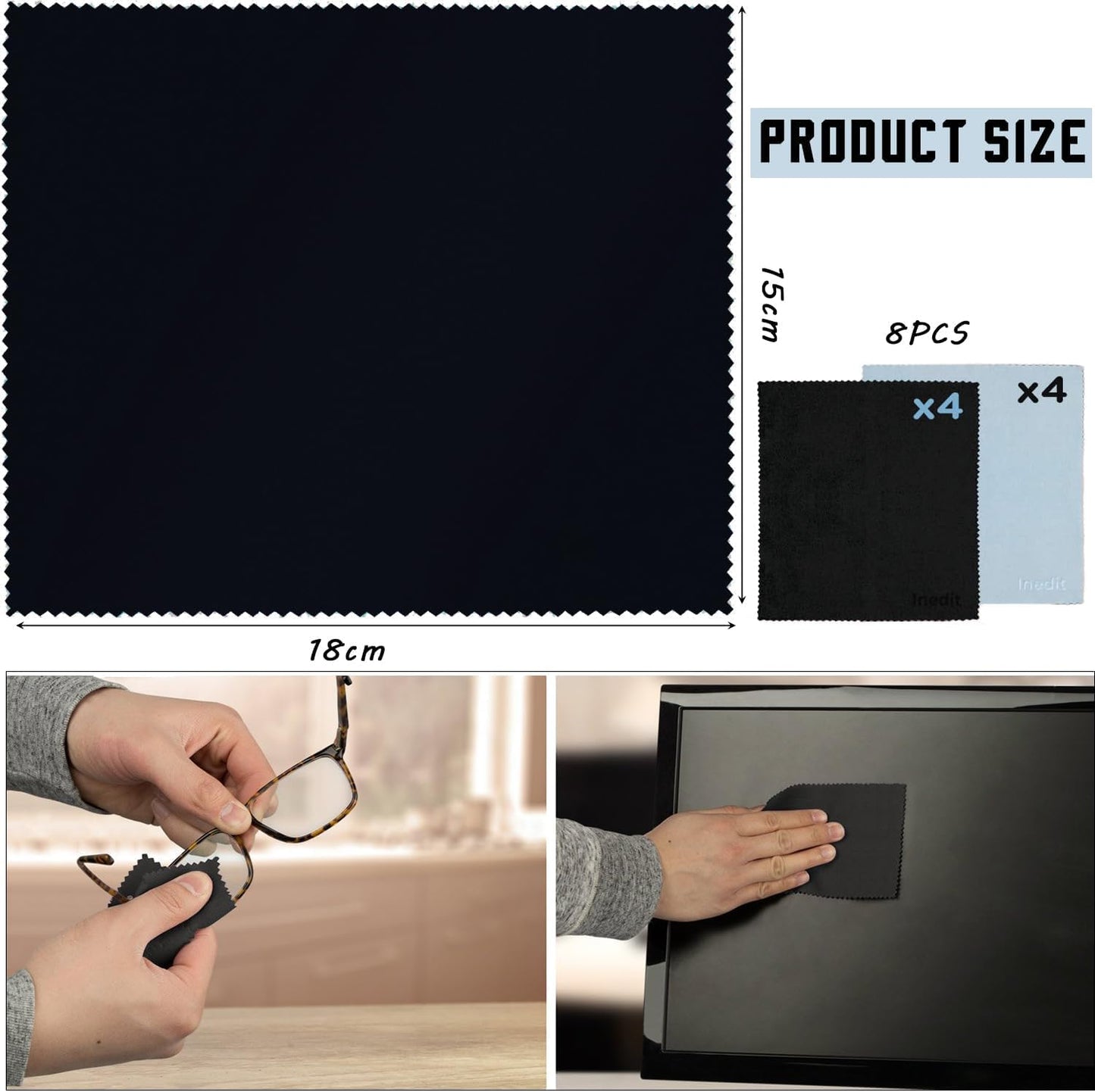 8-Pack Microfiber Cleaning Cloths — Ultra-Soft, Streak-Free