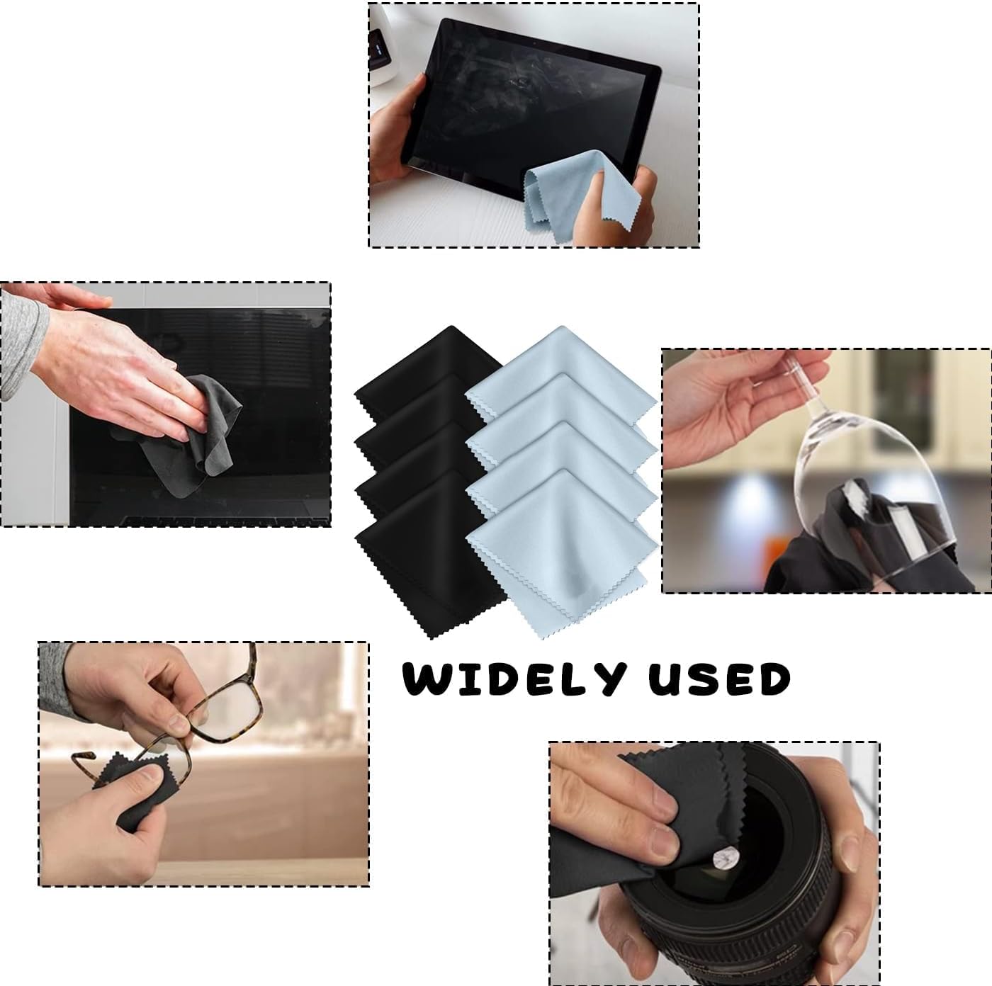 8-Pack Microfiber Cleaning Cloths — Ultra-Soft, Streak-Free