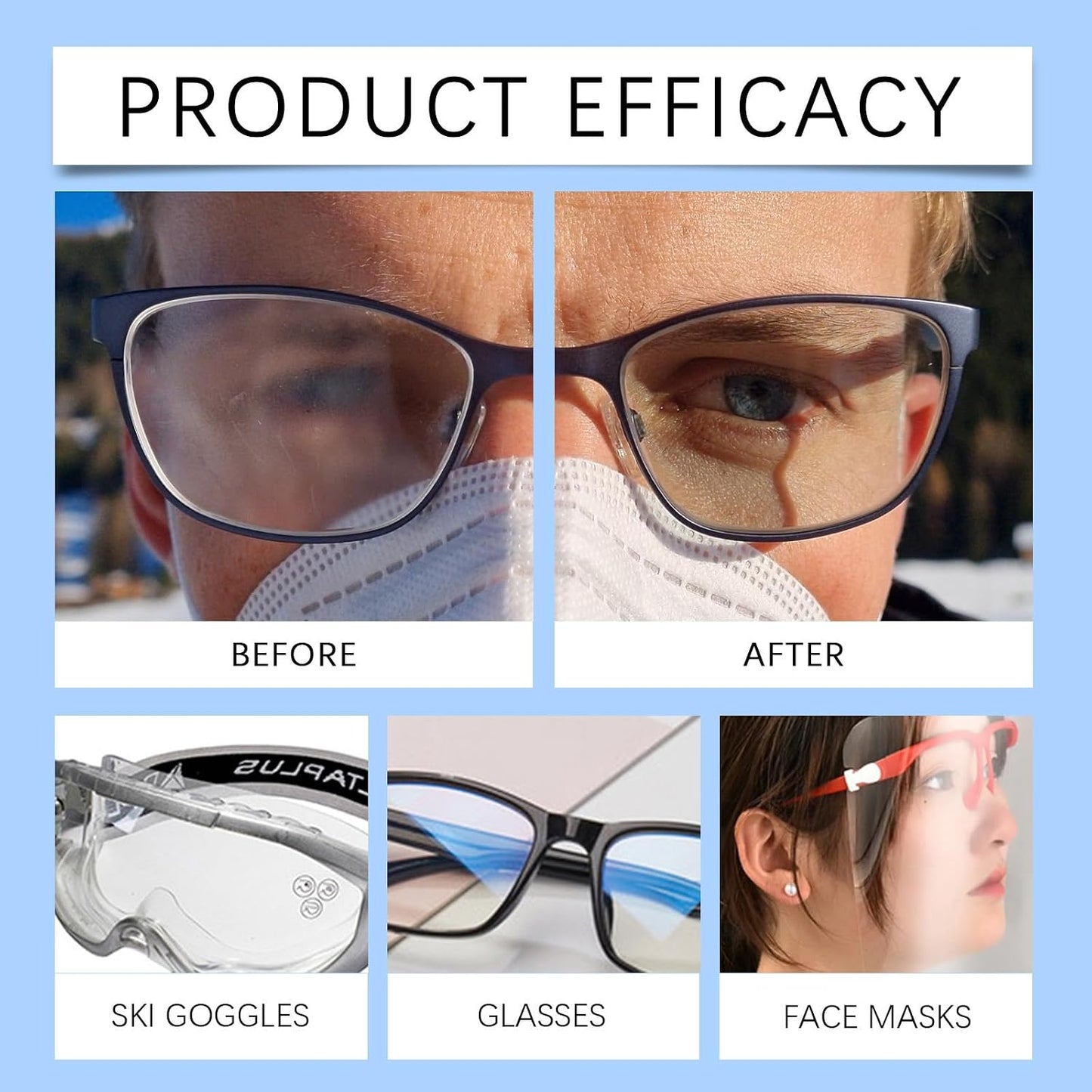Anti-Fog Spray for Glasses, Goggles & Car Windows — Long-Lasting Streak-Free Formula