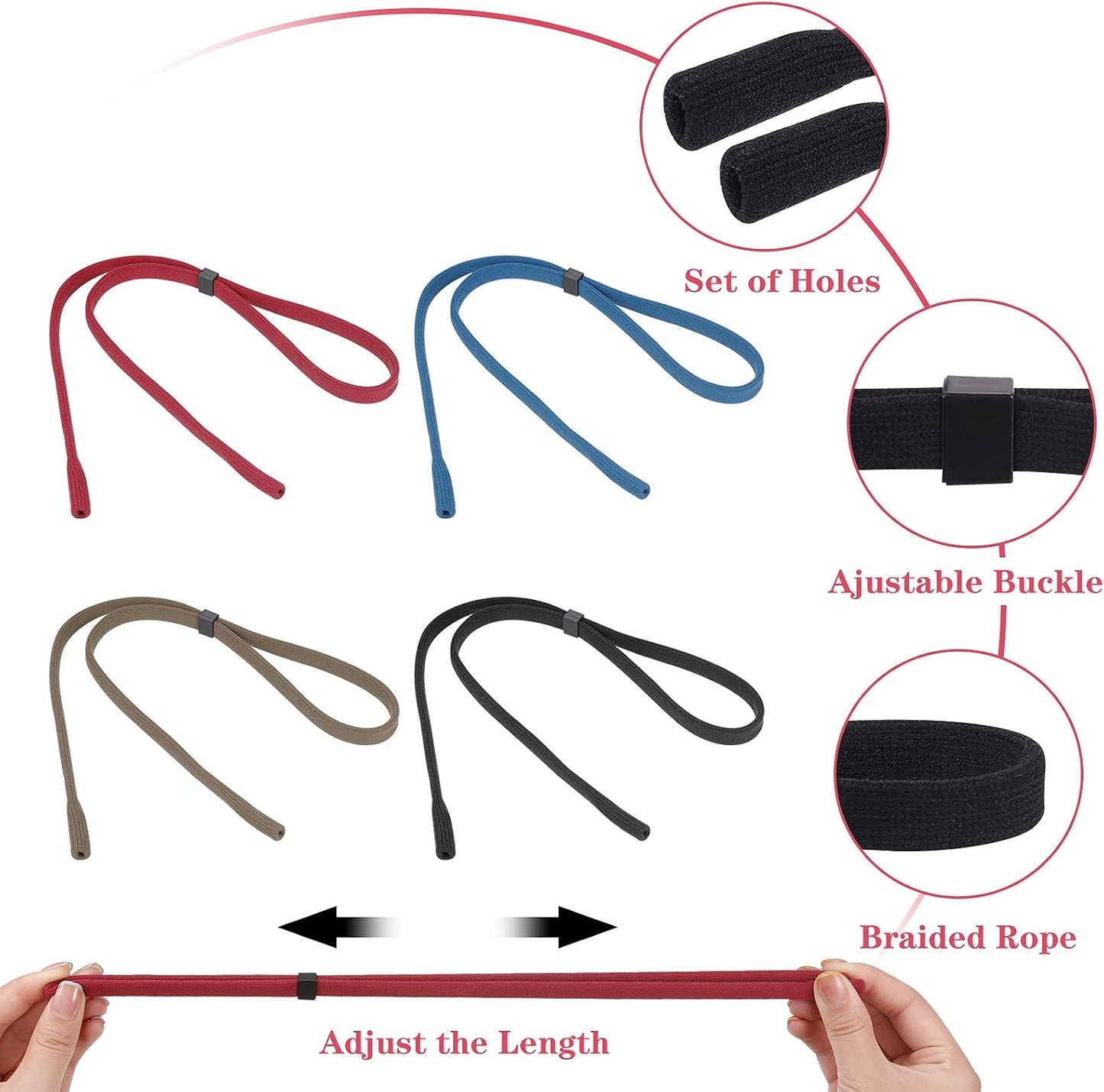 4-Pack Adjustable Nylon Sunglass Straps — Universal Eyewear Reta